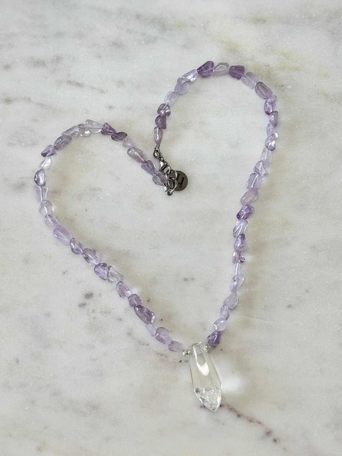 Collier Améthyste & Cristal de roche — La Clarté Intérieure