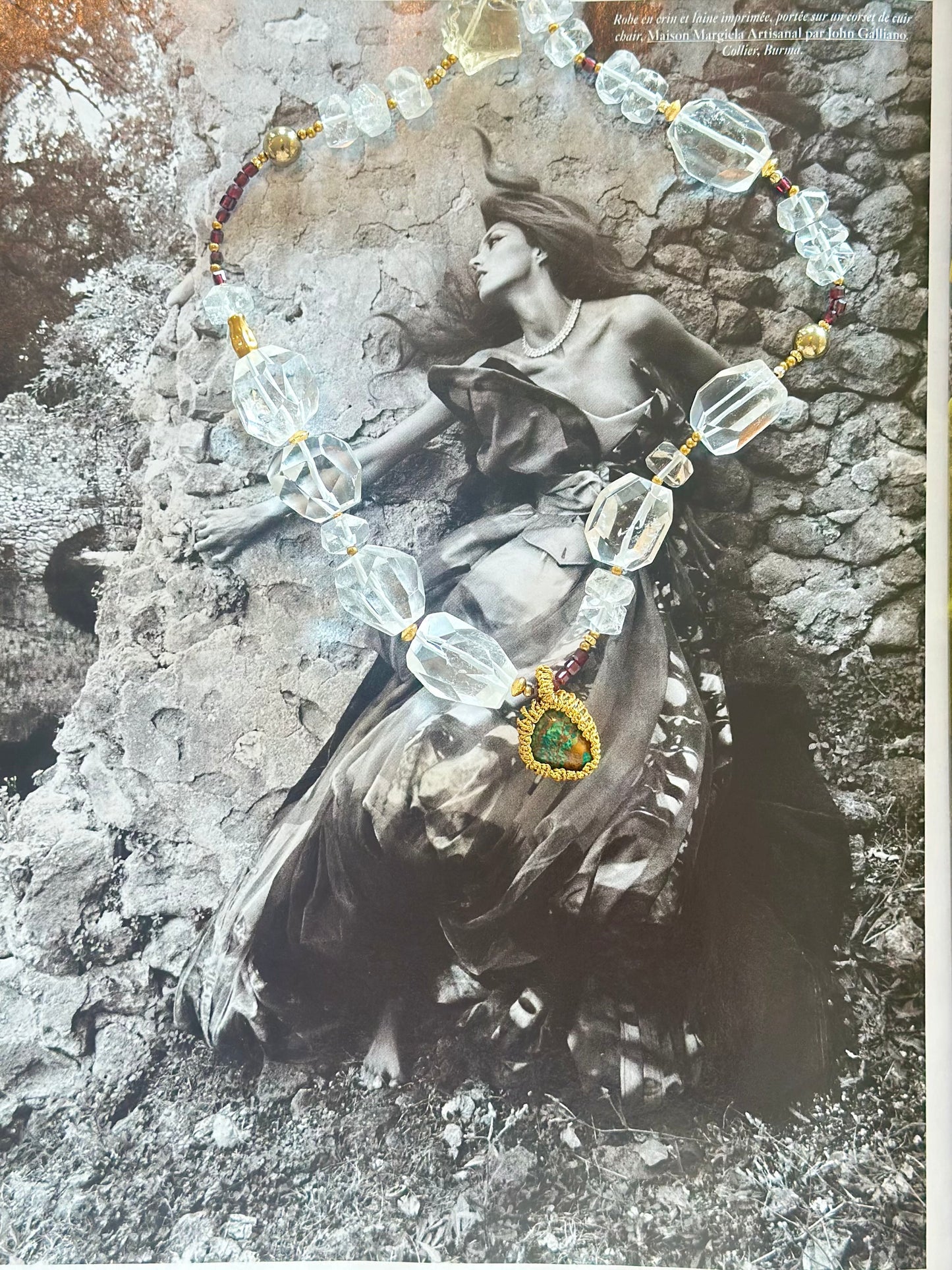 Collier Chrysocolle, Grenat, Cristal de roche, Agathe