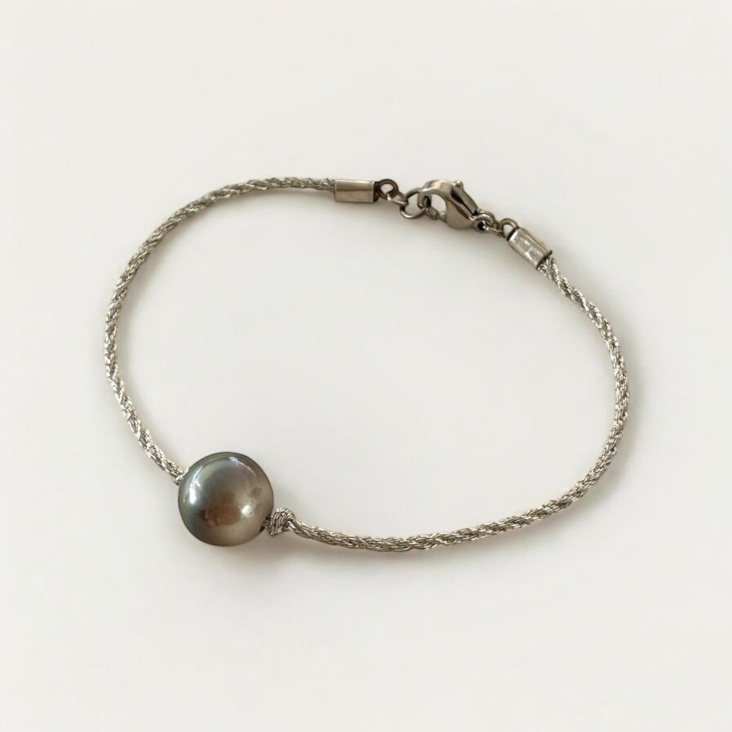 Bracelet perle de Tahiti cordon argenté