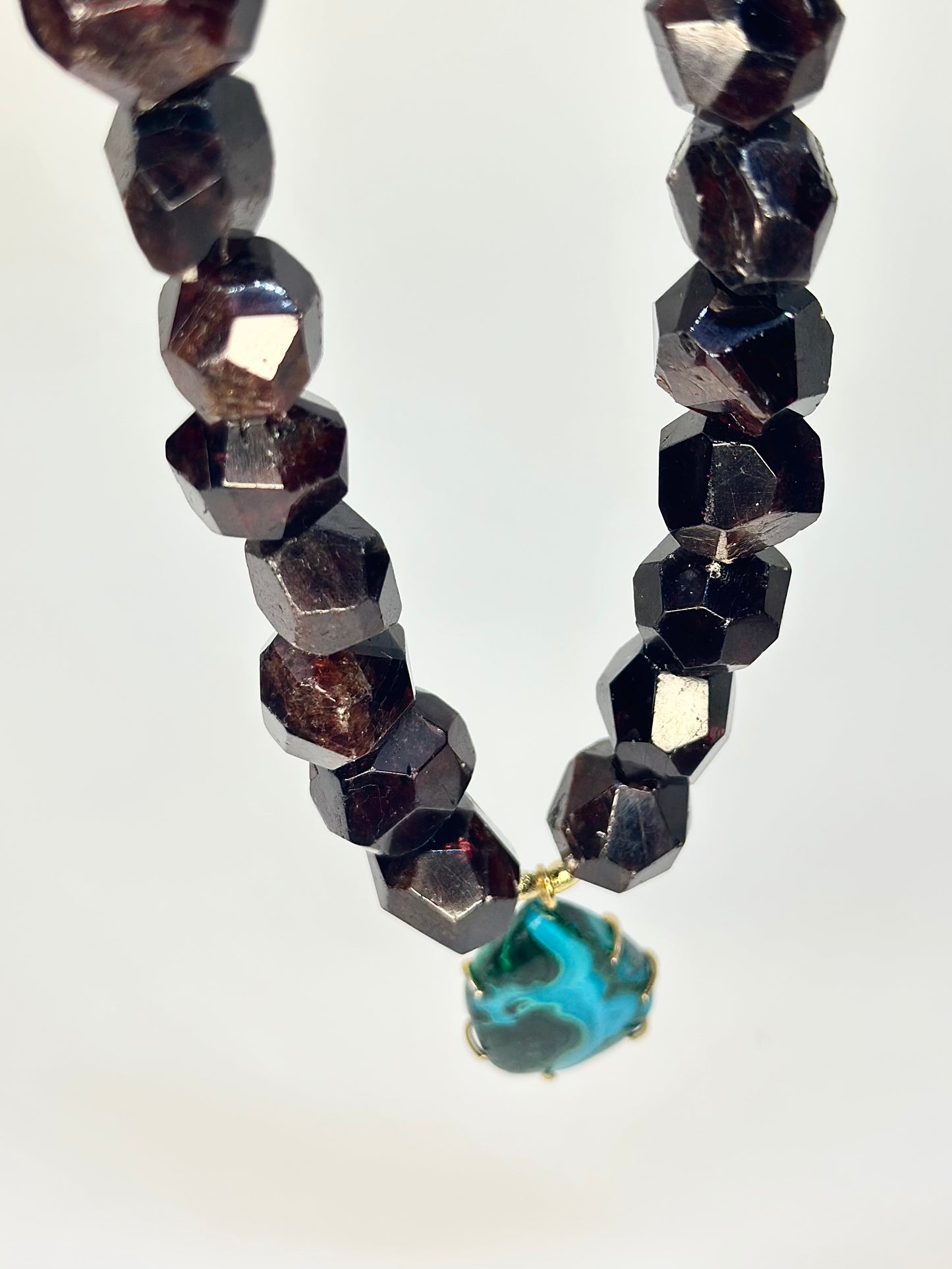 Collier Grenat & Chrysocolle/Malachite