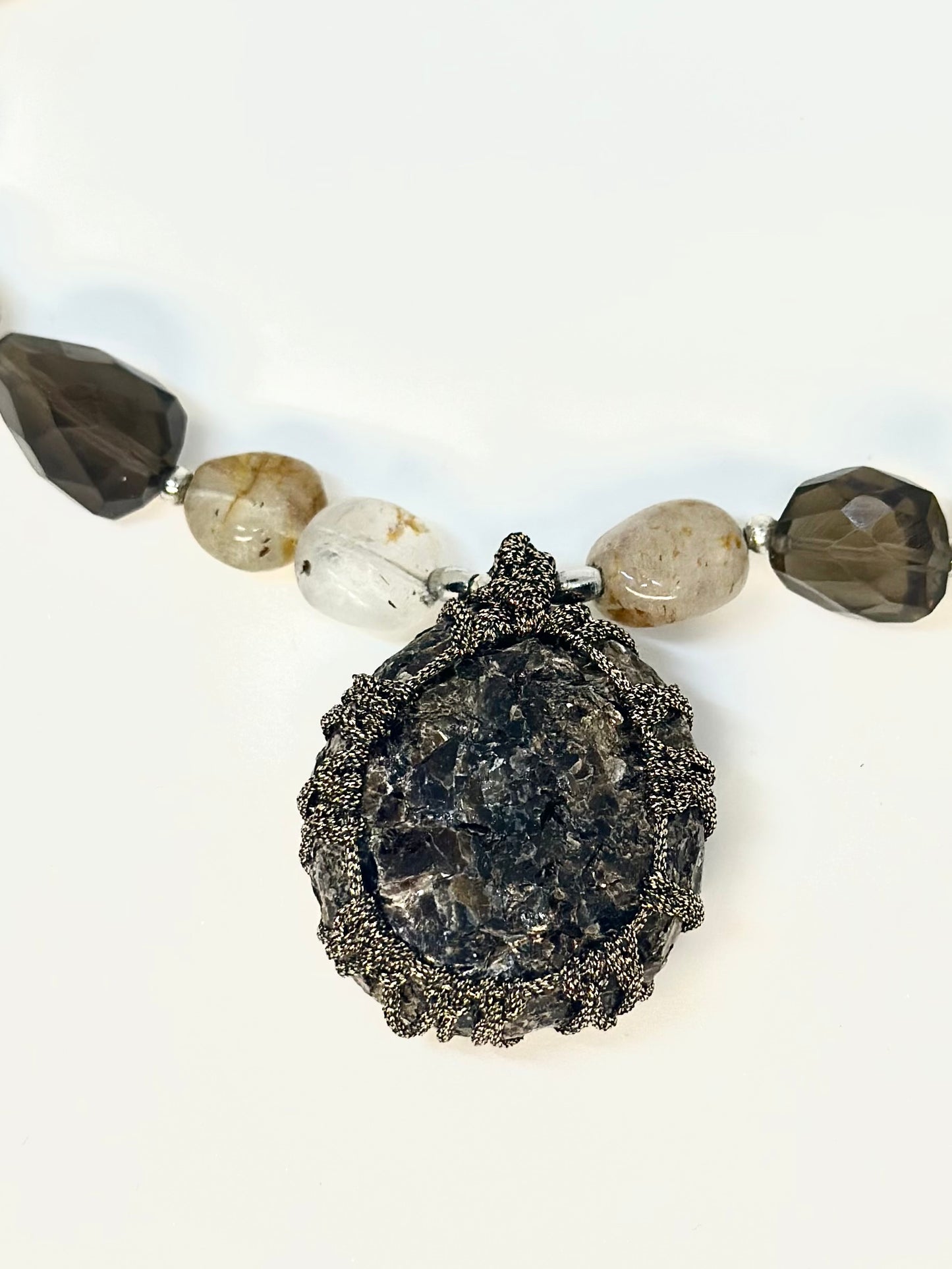 Collier Biotite, Quartz fumé & Topaz