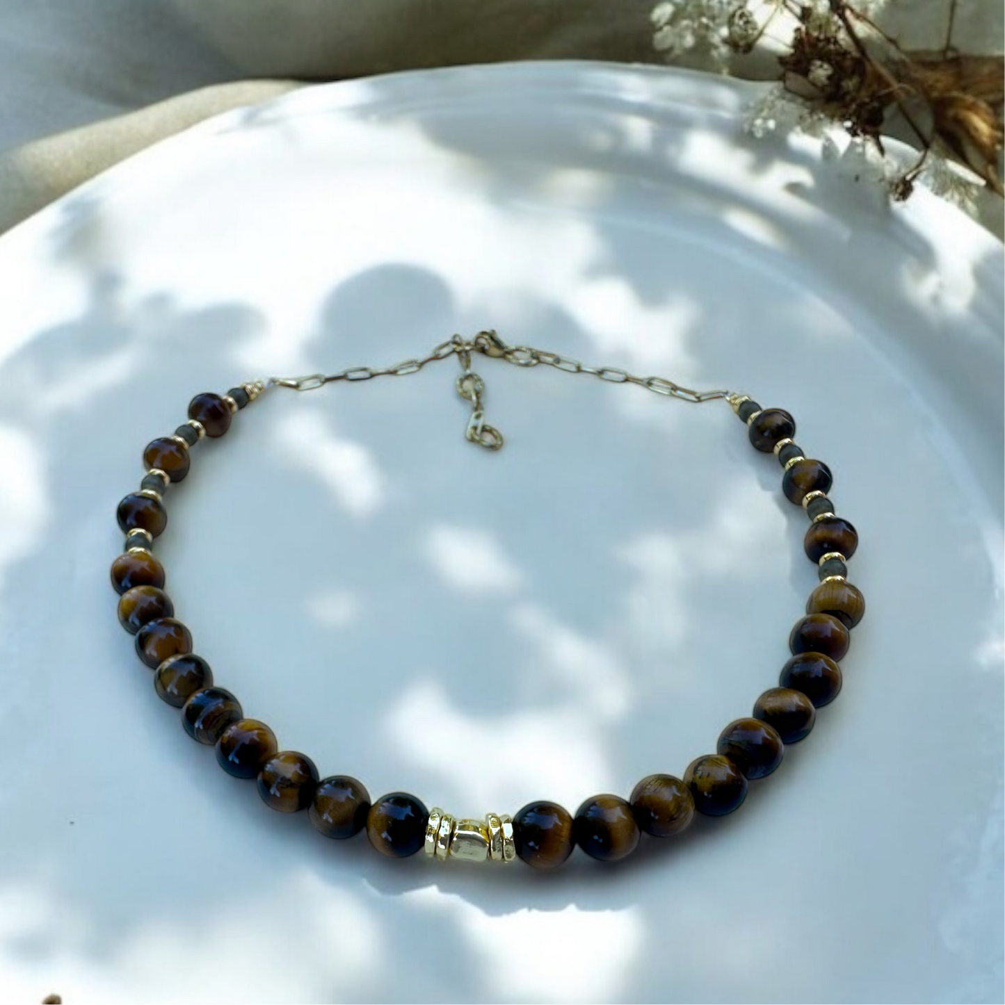 Collier Œil de Tigre et Hématite
