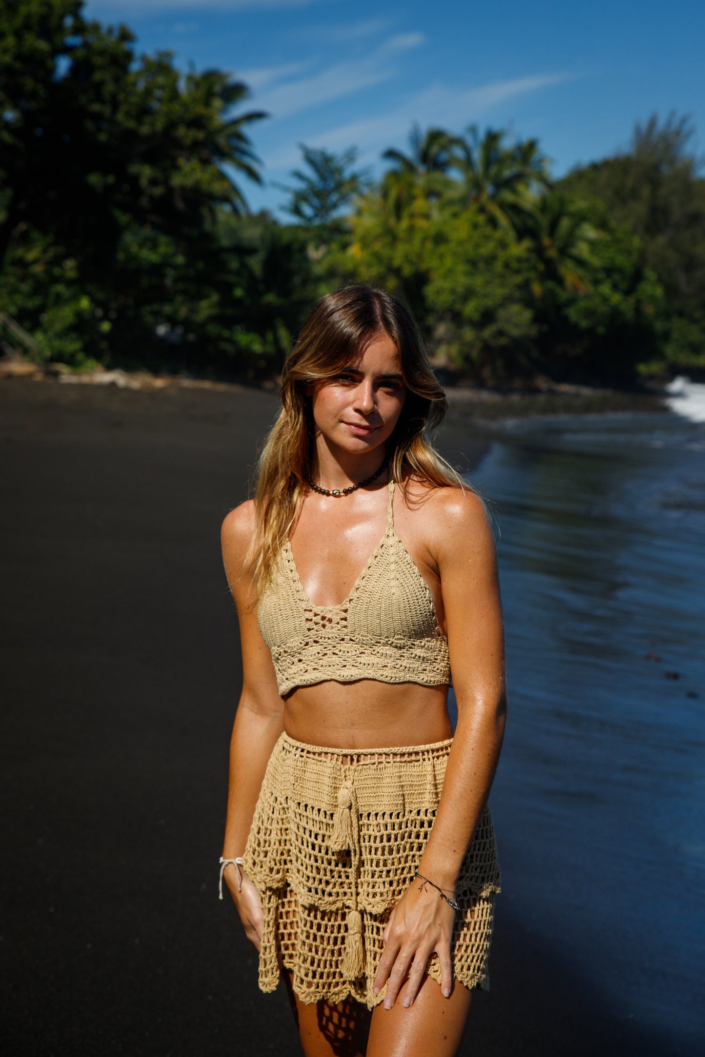 Collier bronzite et corne