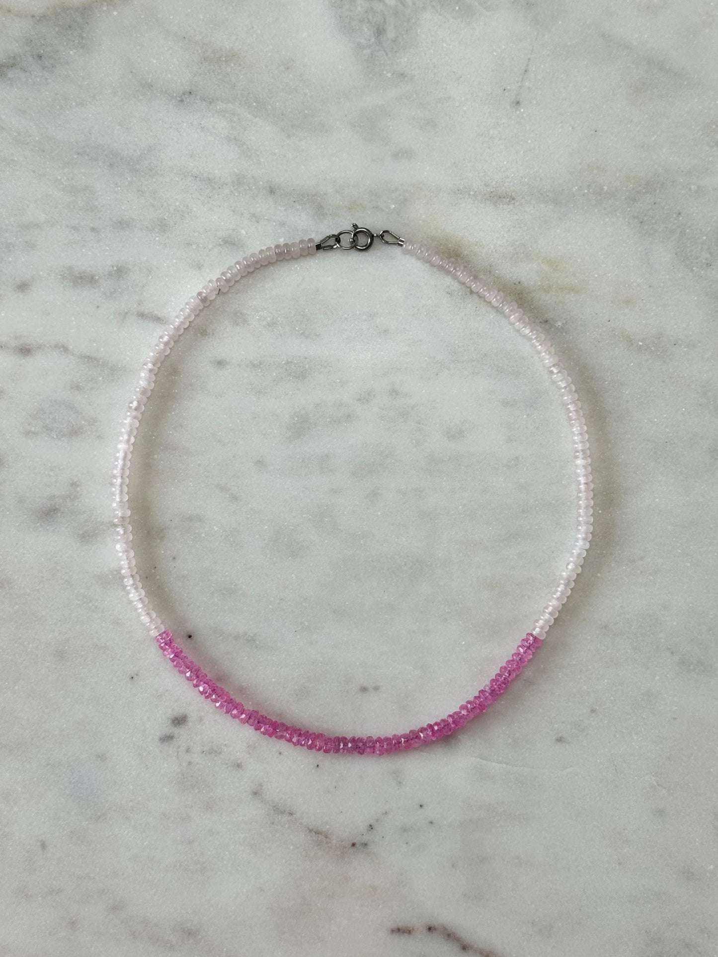 Collier Topaze & Quartz rose — La douceur infinie