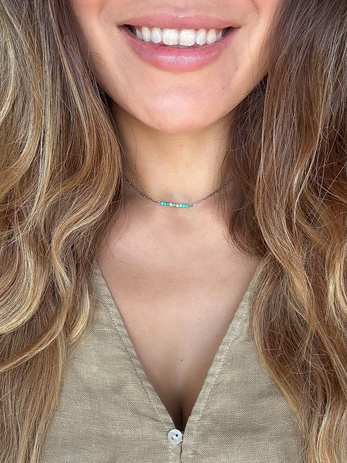 Collier Howlite sur Acier Inox