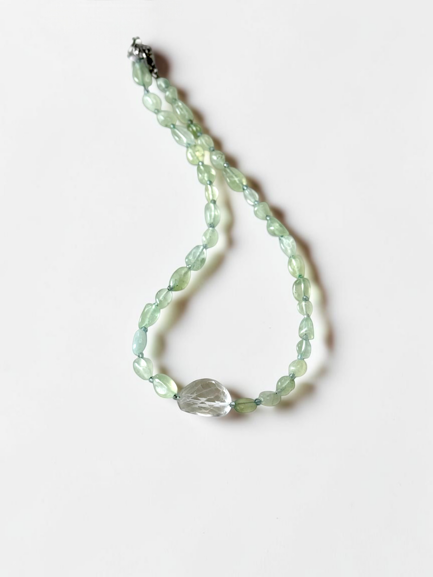 Collier Prehnite & Cristal de roche — La clarté du cœur
