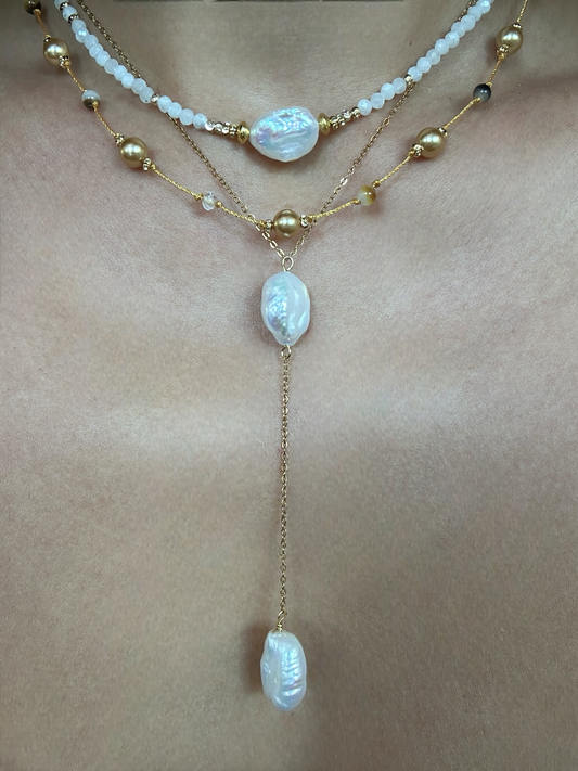 Collier perles Shell du pacifique dorée