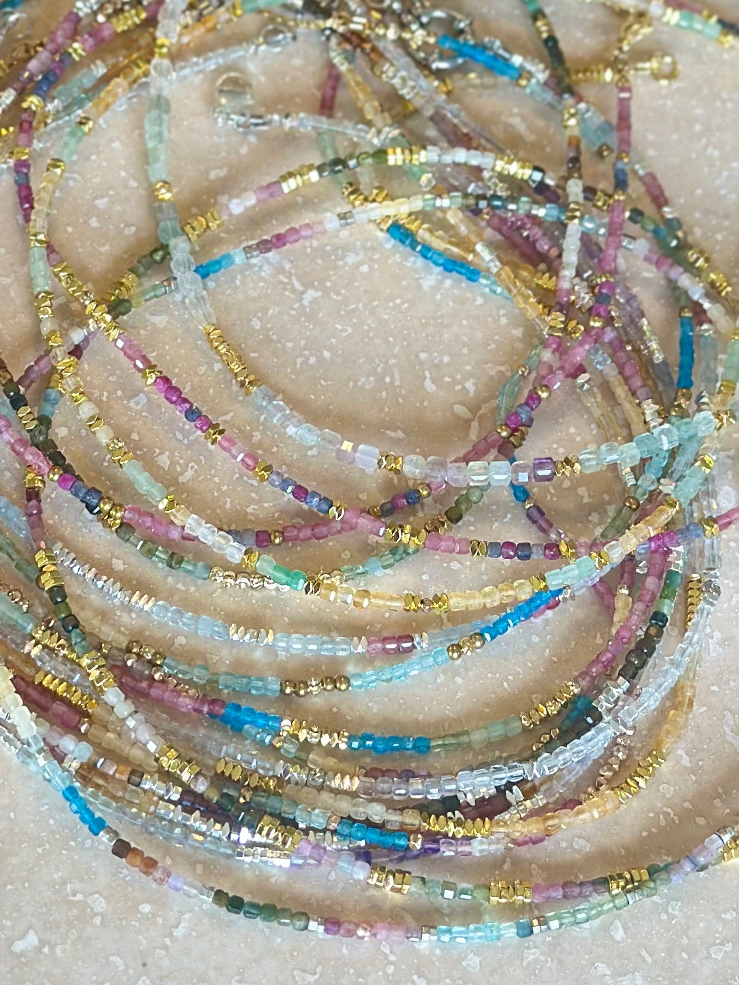 Collier Tourmaline, Apatite, Aigue-Marine, Quartz — Clarté du cœur