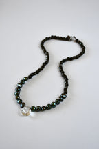 Collier perles d’eau douce, Cristal de roche & Pyrite