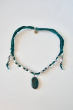Collana Crisocolla azzurrite e Perle d'acqua dolce