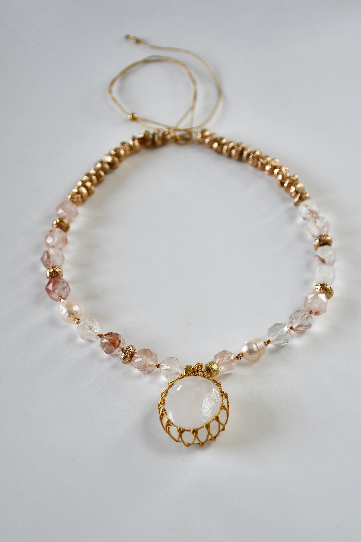 Collier Quartz ferrugineux & Lave