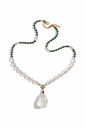 Collier Jade vert, Cristal de roche, Grenat