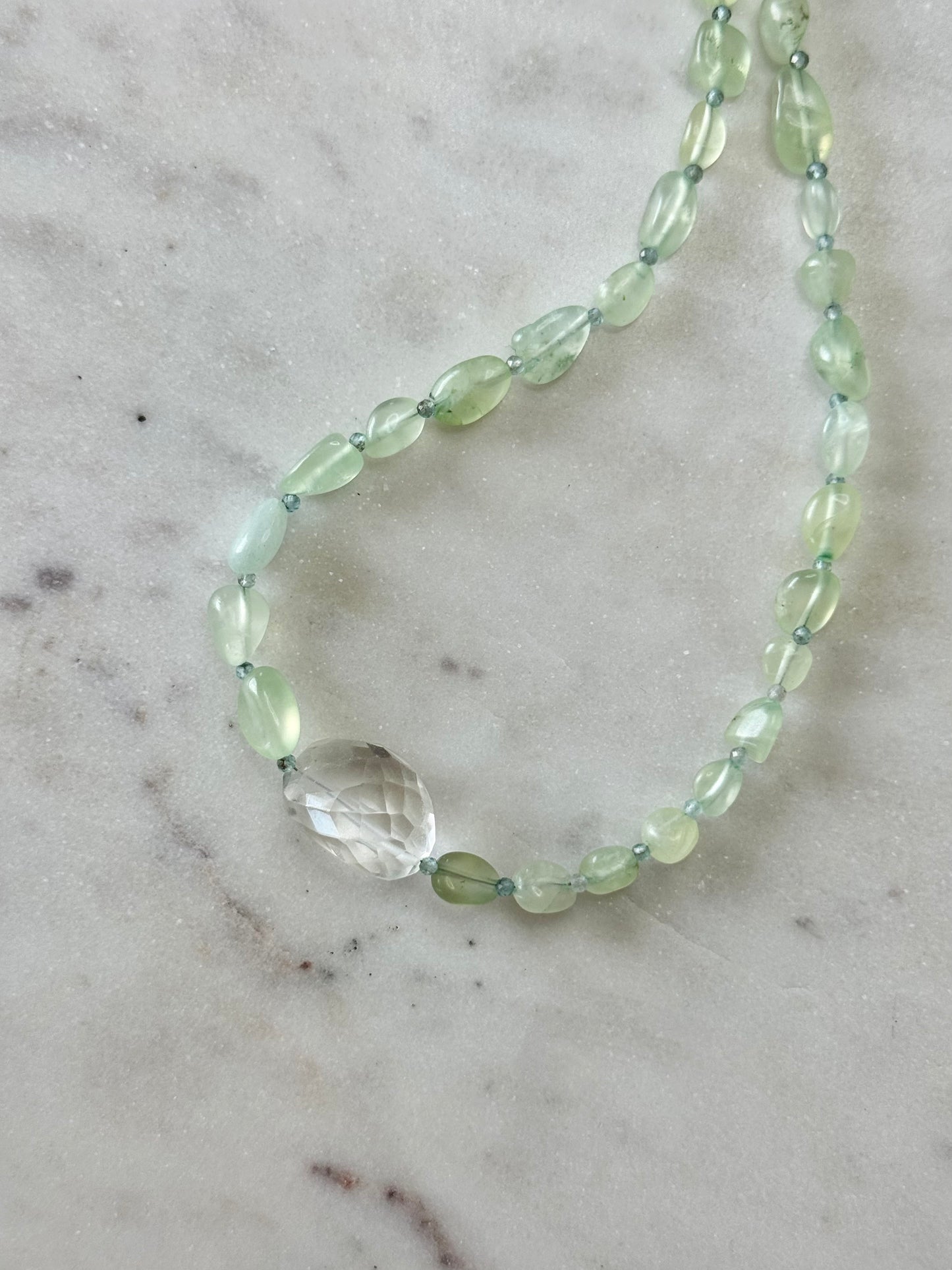 Collier Prehnite & Cristal de roche — La clarté du cœur