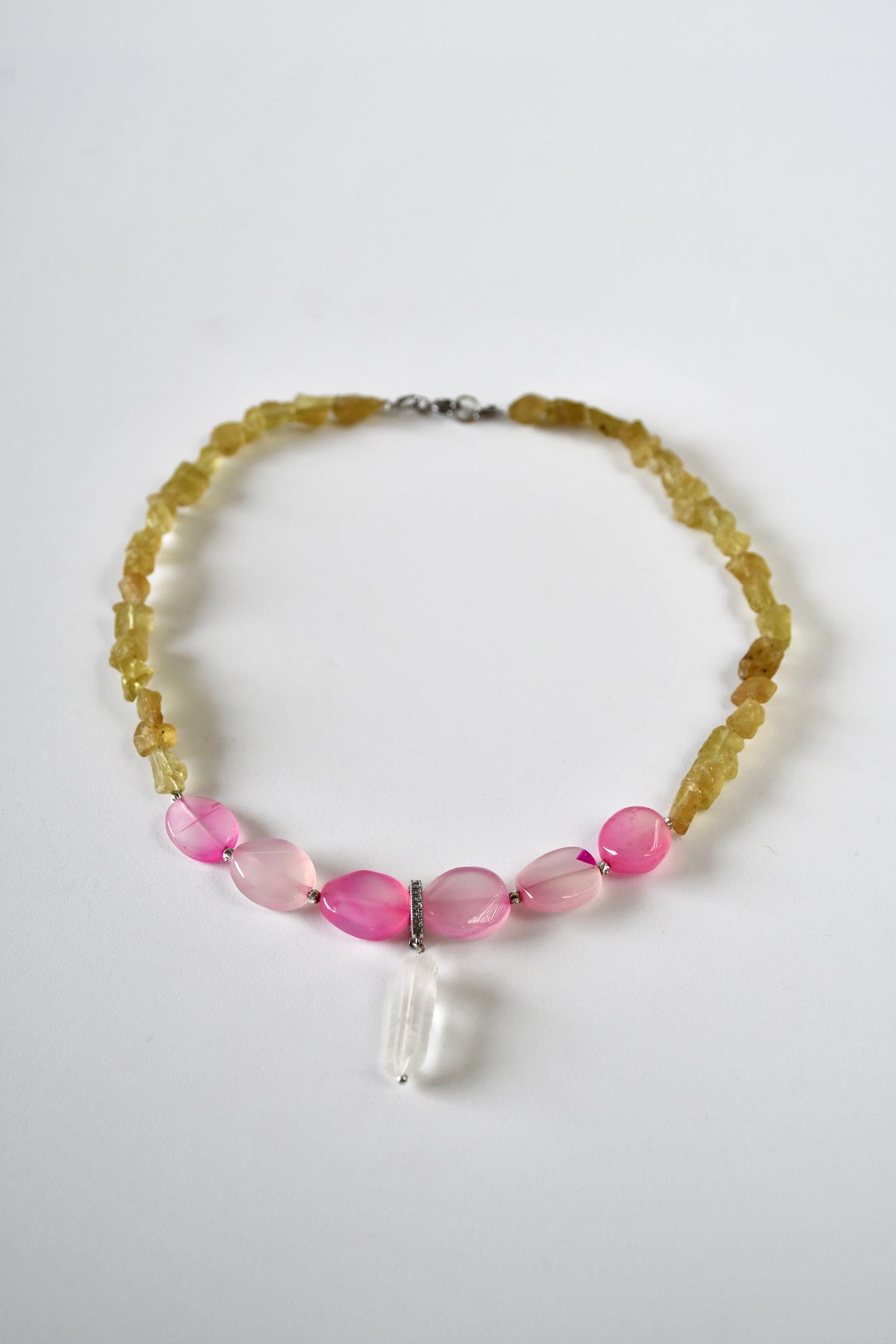 Collier Apatite jaune & Calcedoine — La douceur qui avance