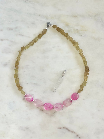 Collier Apatite jaune & Calcedoine — La douceur qui avance