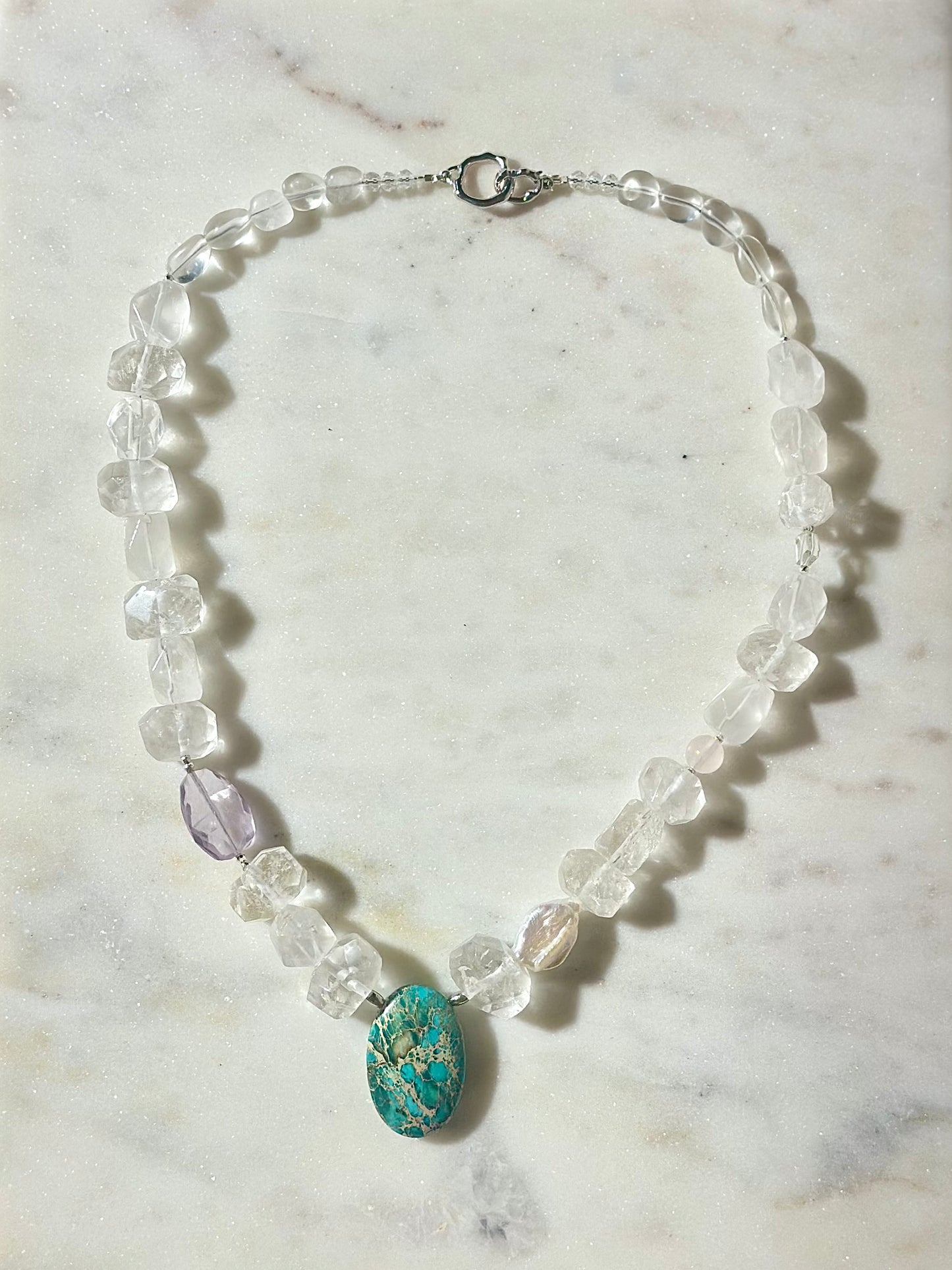Collier Cristal de roche, Ametrine & Jaspe Impérial