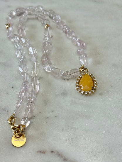 Collier Quartz rose & Jade — L’Amour Tranquille