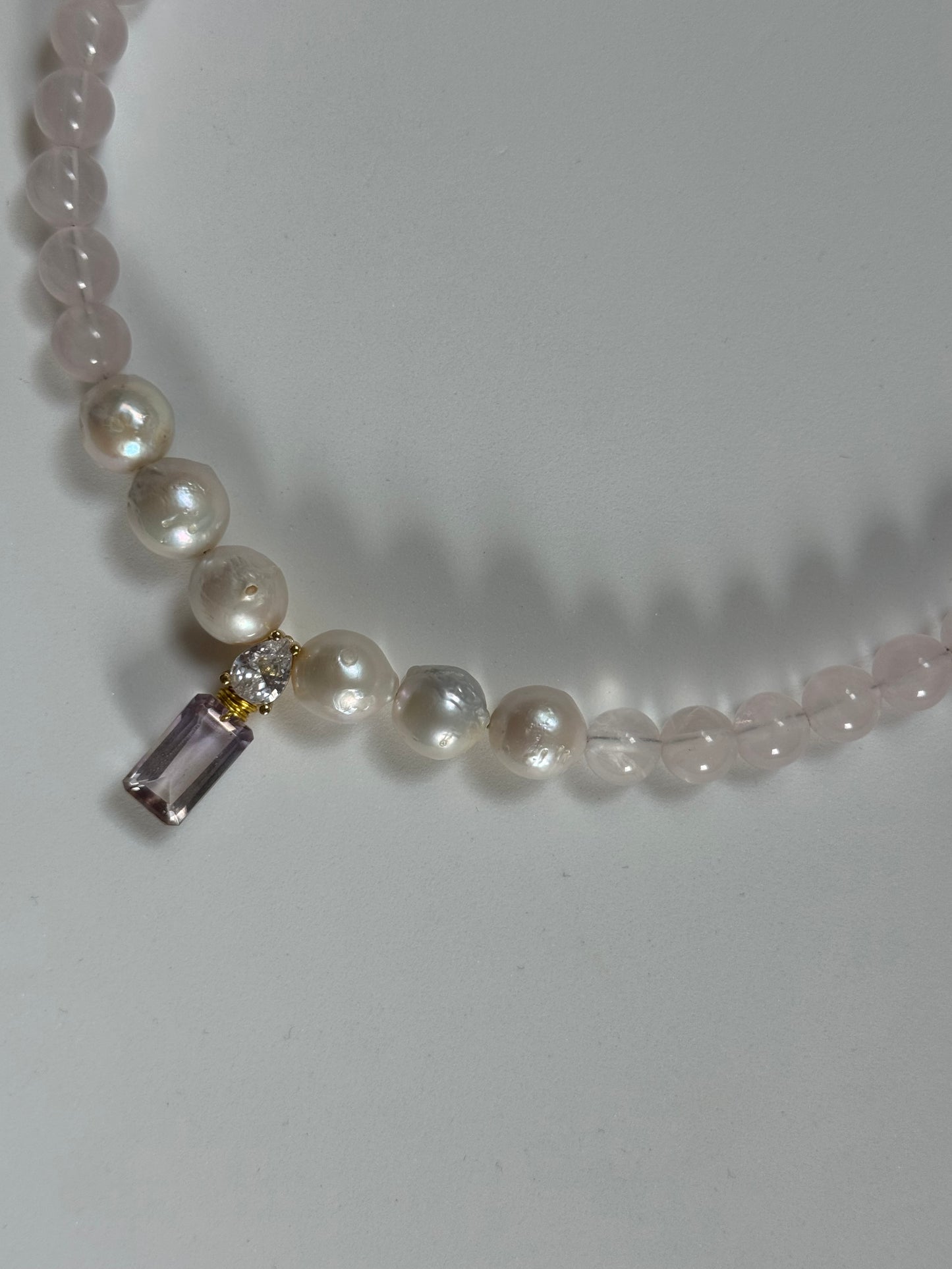 Collier Amétrine, Quartz rose & Perles d’eau douce