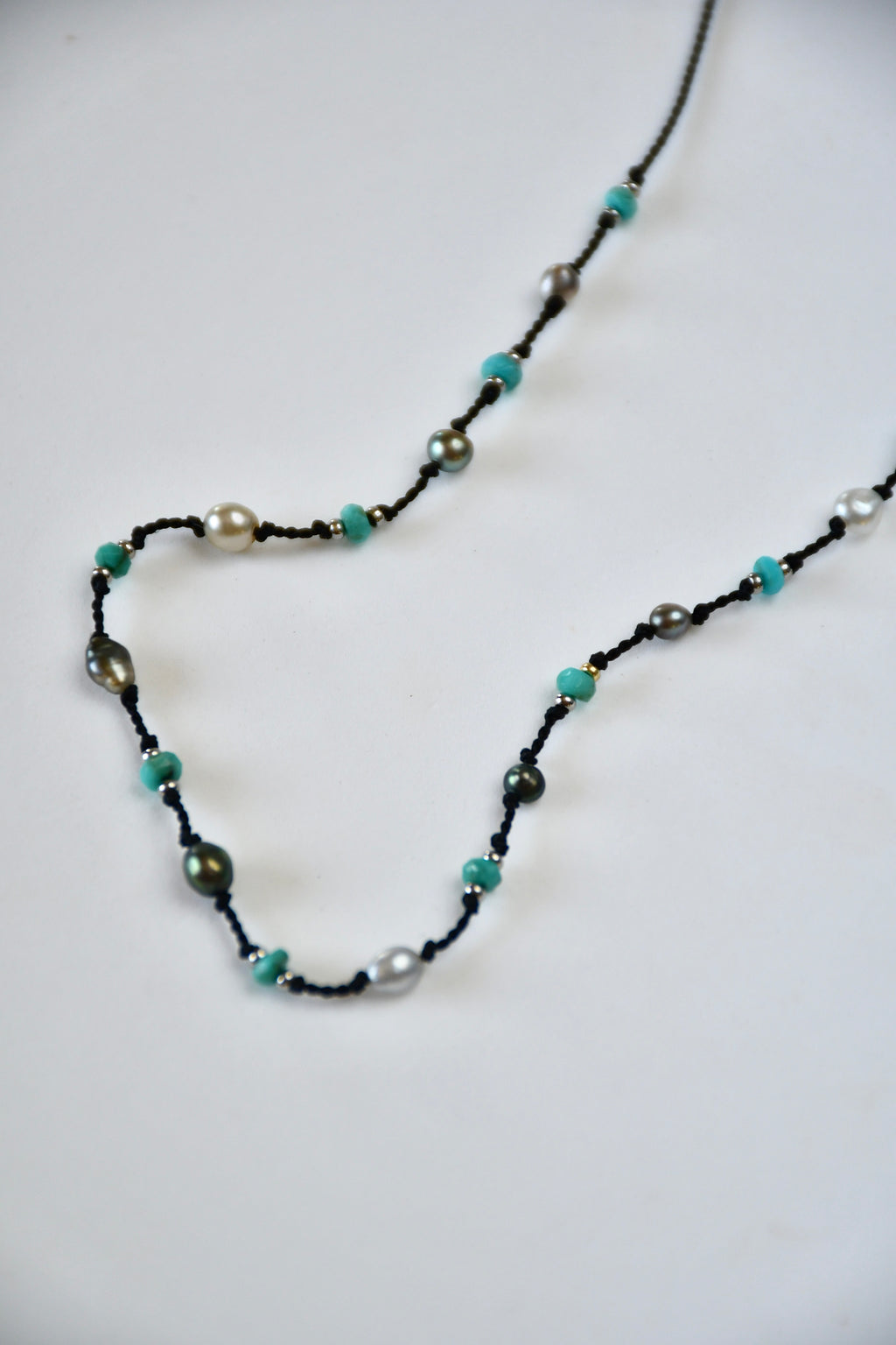 Collier Keishi & Turquoise sur soie
