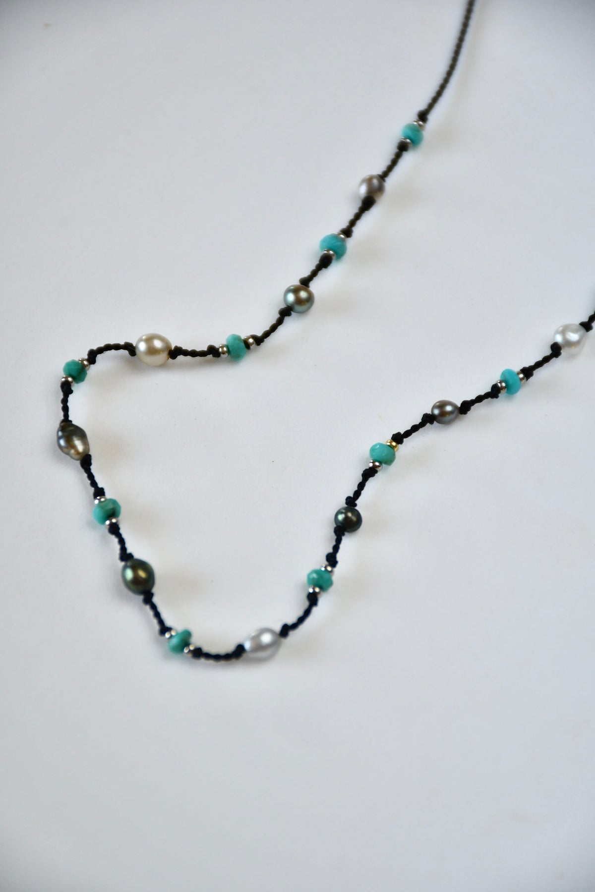 Collier Keishi & Turquoise sur soie
