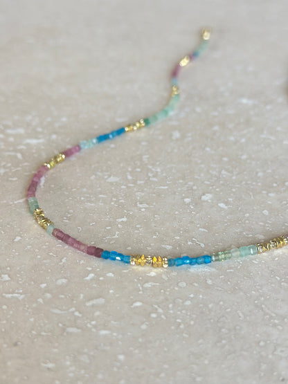 Collier Tourmaline, Apatite, Aigue-Marine, Quartz — Clarté du cœur