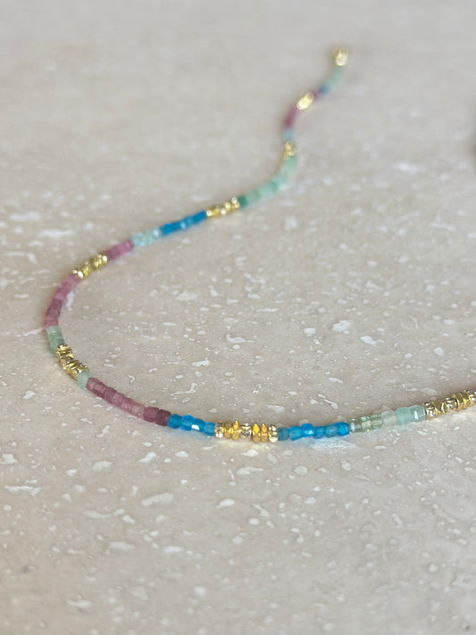 Collier Tourmaline, Apatite, Aigue-Marine, Quartz — Clarté du cœur