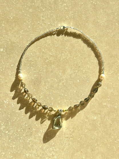Collier Quartz fumé & Améthyste verte