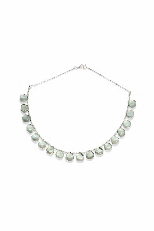 Collier gouttes Diamant Herkimer & Améthyste verte sur argent 925