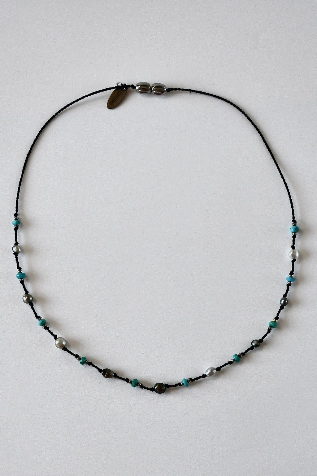 Collier Keishi & Turquoise sur soie