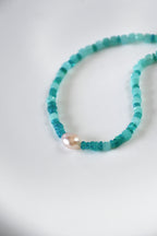 Collana Opale Etiopica, Amazzonite e Perla d'acqua dolce — L'anima serena