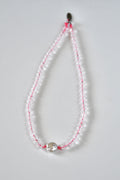 Collana Cristallo di rocca e Perla su Nylon rosa