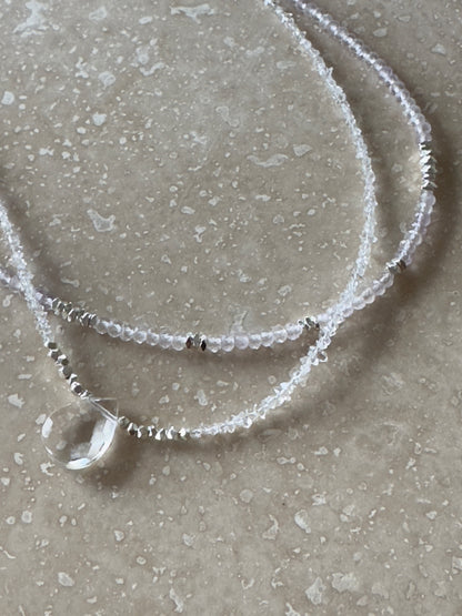 Collier Diamants Herkimer & Cristal de Roche