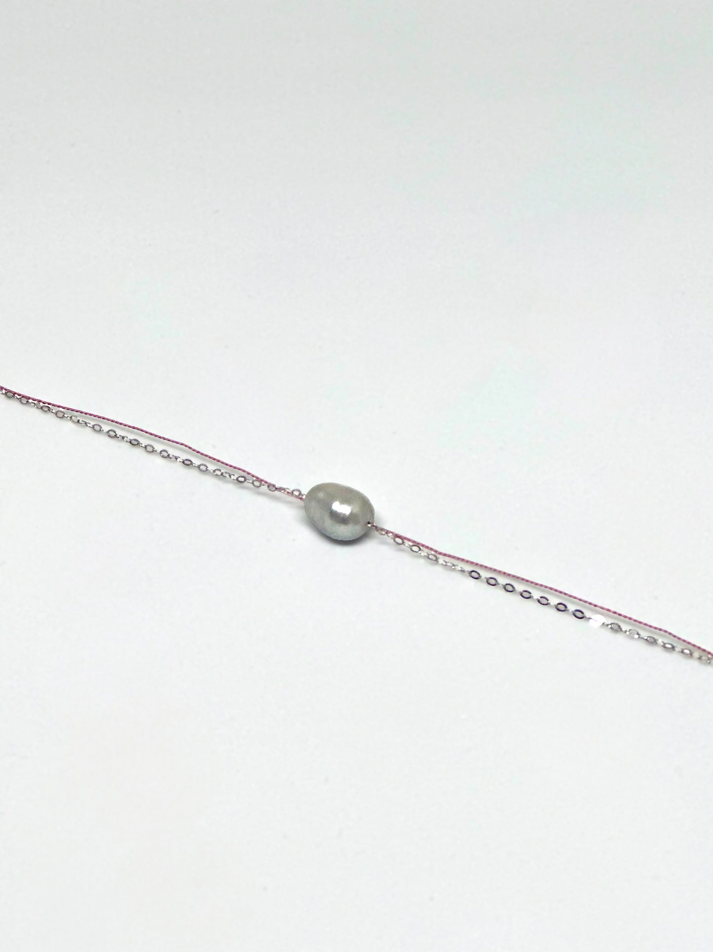 Bracelet Perle d’eau douce sur soie et argent 925