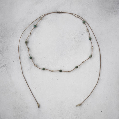 Collier ajustable turquoise et nacre