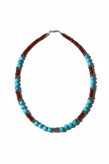 Collier Jaspe rouge & Turquoise