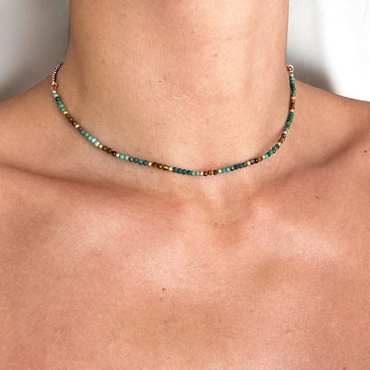 Collier Œil de tigre et Turquoise africaine