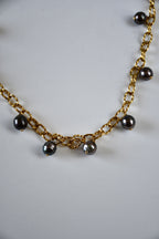 Collier 9 Perles de Tahiti en breloque sur chaîne dorée