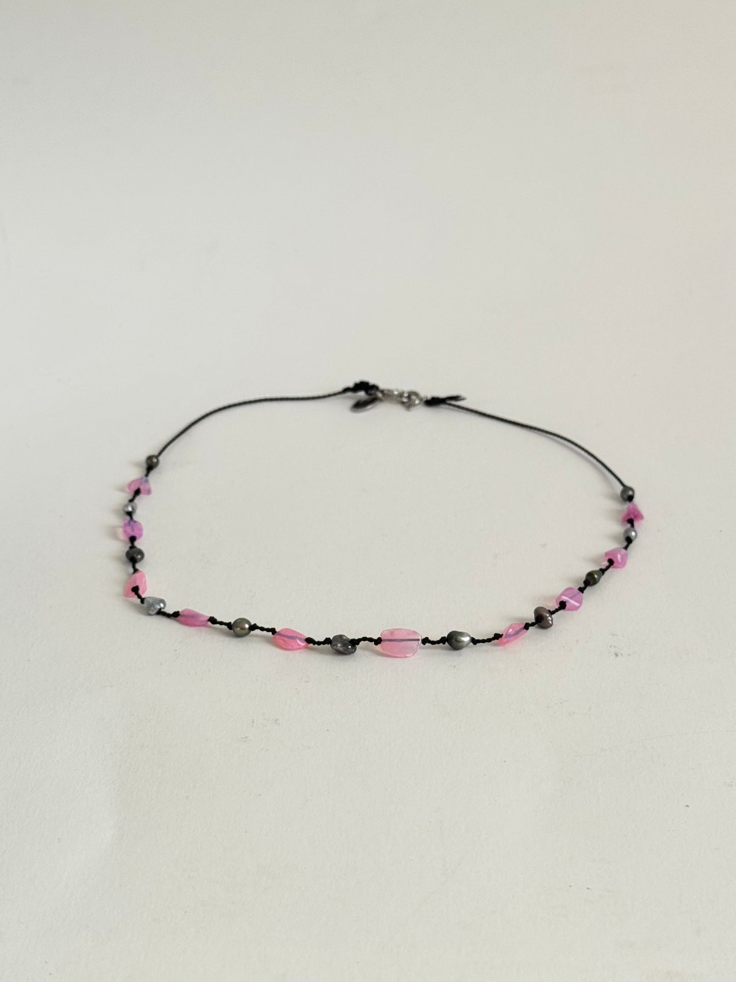 Collier Keishi & Opale sur soie