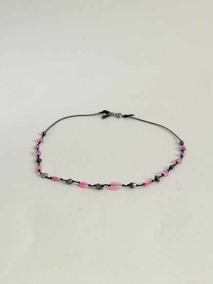 Collier Keishi & Opale sur soie