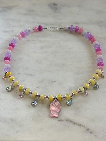Collier Charms Jade & Nacre — L’harmonie du vivant