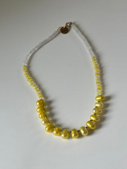 Collier Opale Éthiopienne, Perles d’eau douce & Cristal de roche