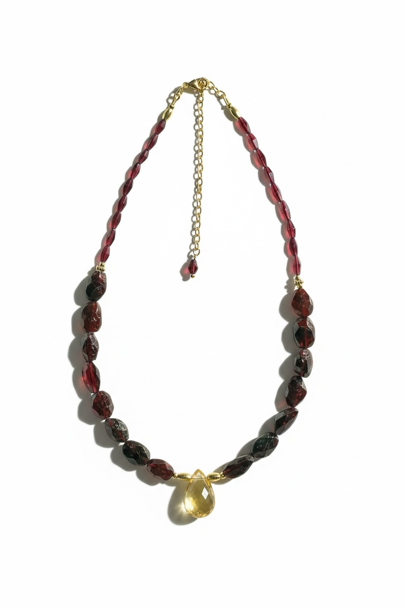 #165 Collier Grenat & Citrine