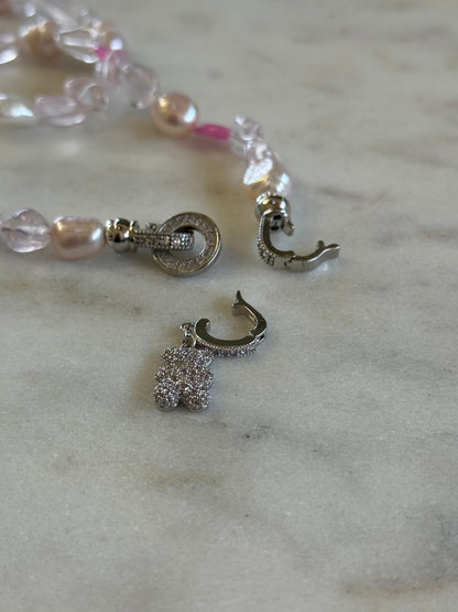 Collier Opale Éthiopienne, Quartz Rose & Perle d’eau douce — L’amour en lumière