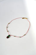Collier Chrysoprase & Amazonite sur soie