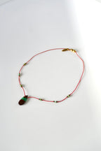 Collier Chrysoprase & Amazonite sur soie