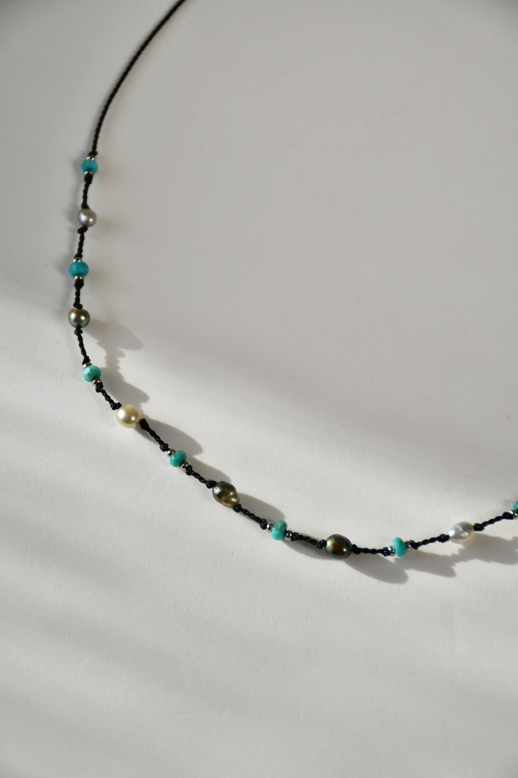 Collier Keishi & Turquoise sur soie
