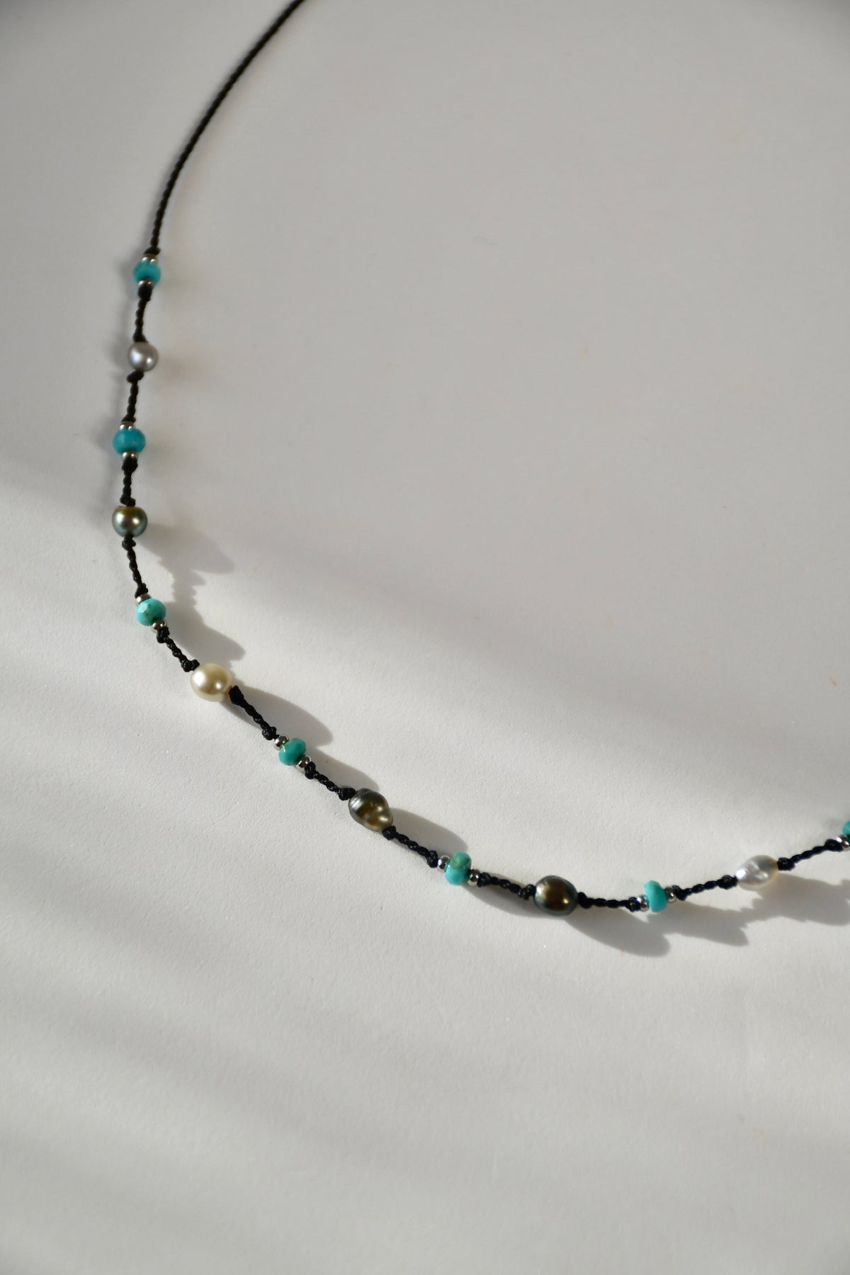 Collier Keishi & Turquoise sur soie
