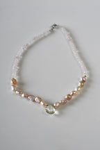 Collier Quartz Rose, Cristal de Roche & Perle d’eau douce — La lumière du cœur