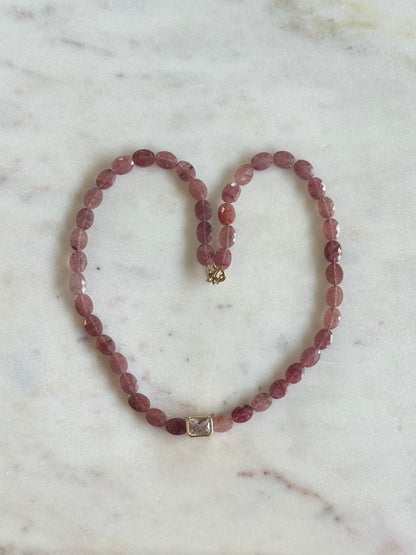 Collier Quartz fraise & Zirconium — La joie à l’état pur