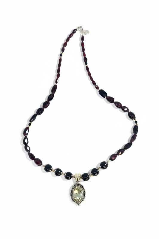 Collier Grenat & Quartz citron